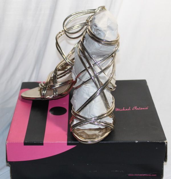lot 8 image: Womens Size 8.5 Gold Strappy Heals