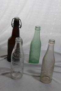 lot 35 image: Vintage Dr Pepper Bottles