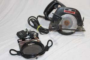 lot 68 image: Craftsman Circular Saw, Cable lock with Two Pad locks