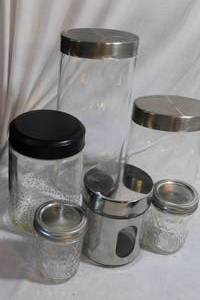 lot 75 image: Glass Canisters and Jelly Jars