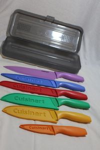 lot 136 image: Cuisinart Multi Coloured Kitchen Knife Set and Case