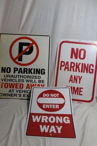 lot 156 image: Parking Signs and Do Not Enter Sign