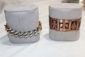 lot 159 image: Bracelets, Copper Cuff Bracelet and Ombre Chain Bracelet