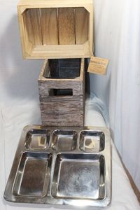 lot 192 image: Wooden Boxes and Stainless Steele Tray