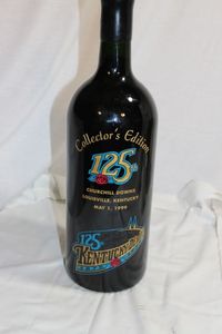 lot 218 image: Very Large Collectable Wine Bottle from The 125th Churchill Downs in 1999. (Wax seal is Cracked but Bottle is unopened) Not intended for Consumption, Must be 21 to Purchase
