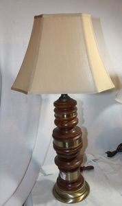 lot 223 image: Wood Lamp with Brass Banding