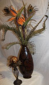lot 12 image: Large vase with ostrich feathers and more