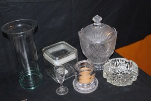 lot 81 image: covered compote  bowl, ashtray , square canisterand more