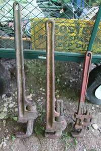 lot 182 image: Three Sizes of Large, Vintage Pipe Wrenches