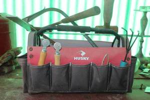 lot 183 image: Husky Tool Bag and Tools as shown, Including Eastwing Hammer and More