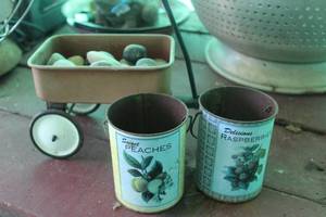 lot 193 image: Mini Red Wagon With Tumbled Rocks and Decorative Cans