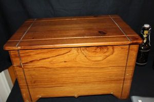 lot 117 image: Small Wooden Stool with Storage, Storage Box