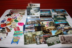 lot 67 image: Vintage Destination postcards and match books