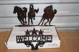 lot 39 image: Metal Welcome Sign and Horses