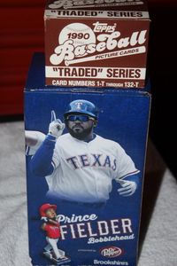 lot 110 image: Topps 1990 Traded Series Set Baseball Cards and Prince Fielding Bobblehead