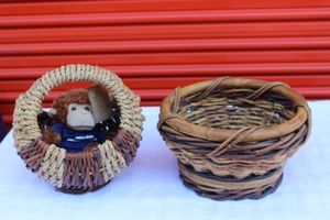 lot 121 image: Wicker Baskets and Stuffed Monkey