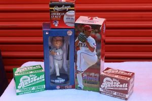 lot 130 image: Bobble Heads and Baseball Cards and also a Baseball
