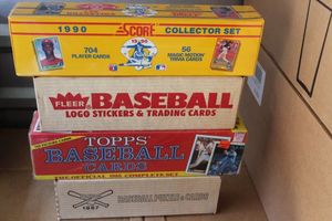 lot 24 image: Factory Sealed Baseball Cards Donruss 1987, Topps 1988, Fleer 1989, and Score 1990