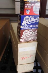 lot 198 image: Complete Topps 1989, 90, and 91 sets as well as Topps 1988 and 90 Tradeds series along with Baseball