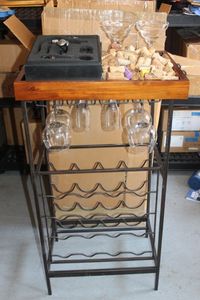 lot 169 image: Wine Rack with Glasses, Bottle Opener and Corks with Removable Tray Top