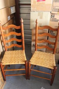 lot 201 image: Woven Splint Seat Dining Room Chairs