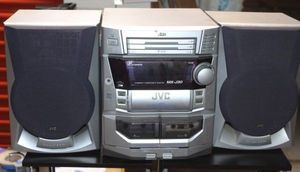 lot 249 image: JVC Stereo System(Radio, Dual Cassette, and 3 CD Changer) and Speakers