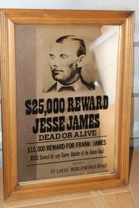 lot 294 image: Jesse James Wanted Mirror 18.5 x14.5
