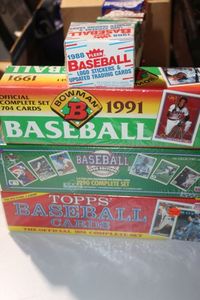 lot 241 image: Factory Sealed Baseball Card Sets 1988 Fleer Updated, 1991 Bowman, 1990 Upper Deck, and 1988 Topps