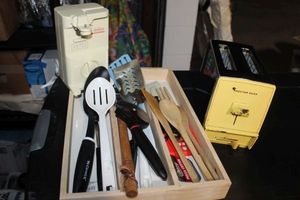 lot 322 image: Cooking Utensils, Vintage Can opener and Toaster