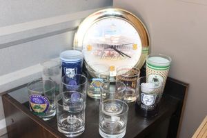 lot 313 image: Kentucky Derby Glasses and Clock