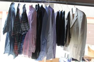 lot 359 image: Mens Clothing Button Down Shirts, Dress Shirts, Suit Pants and sport Jacket