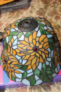 lot 382 image: Vintage Stained Glass Lamp Shade