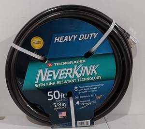 lot 9 image: NEW, UNOPENED TEKNOR APEX NEVER KINK HEAVY DUTY 50 FOOT 58 INCH DIAMETER WATER HOSE AS SHOWN.