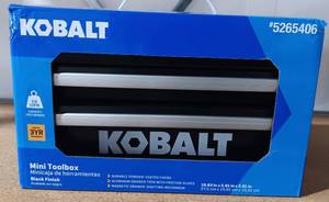 lot 21 image: KOBALT MINI TOOLBOX BLACK FINISH MO#5265406 IN BOX AS SHOWN.