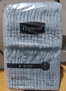 lot 28 image: NEW, UNOPENED DEPENDS UNDERWEAR DRYSHIELD (X-LARGE) 34-PK AS SHOWN.