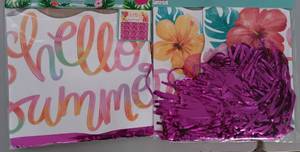 lot 44 image: YOUR BID X 10 NEW, UNOPENED HELLO SUMMER FOIL WALL CURTAIN IN PACKAGE AS SHOWN.
