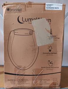 lot 65 image: BRONDELL LUMA WARM TOILET SEAT HEATED WITH NIGHT LIGHT IN BOX AS SHOWN.
