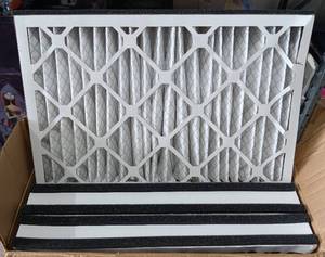 lot 75 image: YOUR BID X 3 MERV HIGH-CAPACITY AIR BEAR REPLACEMENT PLEATED AIR FILTER, 16X25X8, IN BOX AS SHOWN.
