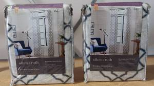 lot 79 image: YOUR BID X 2 ALLENROTH ROD POCKETBLACK TAB CURTAIN PANEL, NAVY, 50 X 84 IN PACKAGE AS SHOWN.