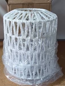 lot 83 image: WOVEN PLUG IN PENDANT LIGHT (WHITE) MO#X003Z4LDJV IN BOX AS SHOWN.