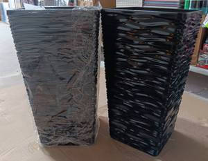 lot 89 image: YOUR BID X 2 NEW, HOLRGASS BLACK TALL PLANT PATIO POTS AS SHOWN.