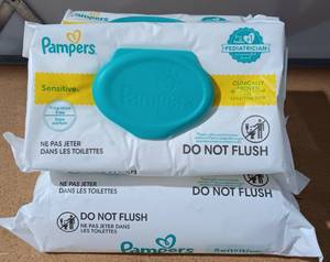 lot 118 image: YOUR BID X 4 NEW, UNOPENED PAMPERS SENSITVE FRAGRANCE FREE BABY WIPES AS SHOWN.