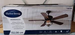 lot 141 image: HARBOR BREEZE MERRIMACK CEILING FAN MO#1461048 IN BOX AS SHOWN.