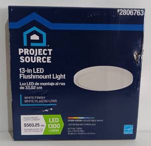 lot 143 image: PROJECT SOURCE LED FLUSHMOUNT LIGHT MO#2806763 IN BOX AS SHOWN.