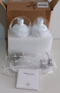 lot 146 image: SOAP DISPENSERS 2 PK WITH TRAY IN BOX AS SHOWN.