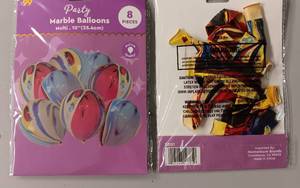 lot 49 image: YOUR BID X 22 NEW, UNOPENED 8 PIECE PARTY MARBLE BALLOONS, (MULTI) 10 IN PACKAGE AS SHOWN