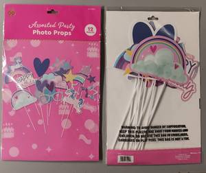 lot 123 image: YOUR BID X 13 NEW, UNOPENED UNICORN PARTY PHOTO PROPS AS SHOWN.