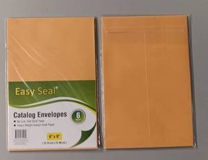 lot 192 image: YOUR BID X 20 NEW, UNOPENED EASY SEAL CATALOG ENVELOPES, 6 X 9, (6 PK) IN PACKAGE AS SHOWN.