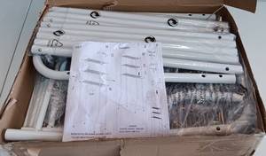 lot 175 image: SIMPLE TRENDING OVER TOILET STORAGE RACK (WHITE) MO#ST58702 IN BOX AS SHOWN.