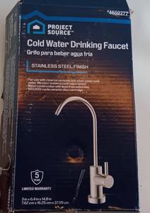 lot 199 image: PROJECT SOURCE COLD WATER DRINKING FAUCET, STAINLESS STEEL FINISH, MO# 4659377 IN BOX AS SHOWN.